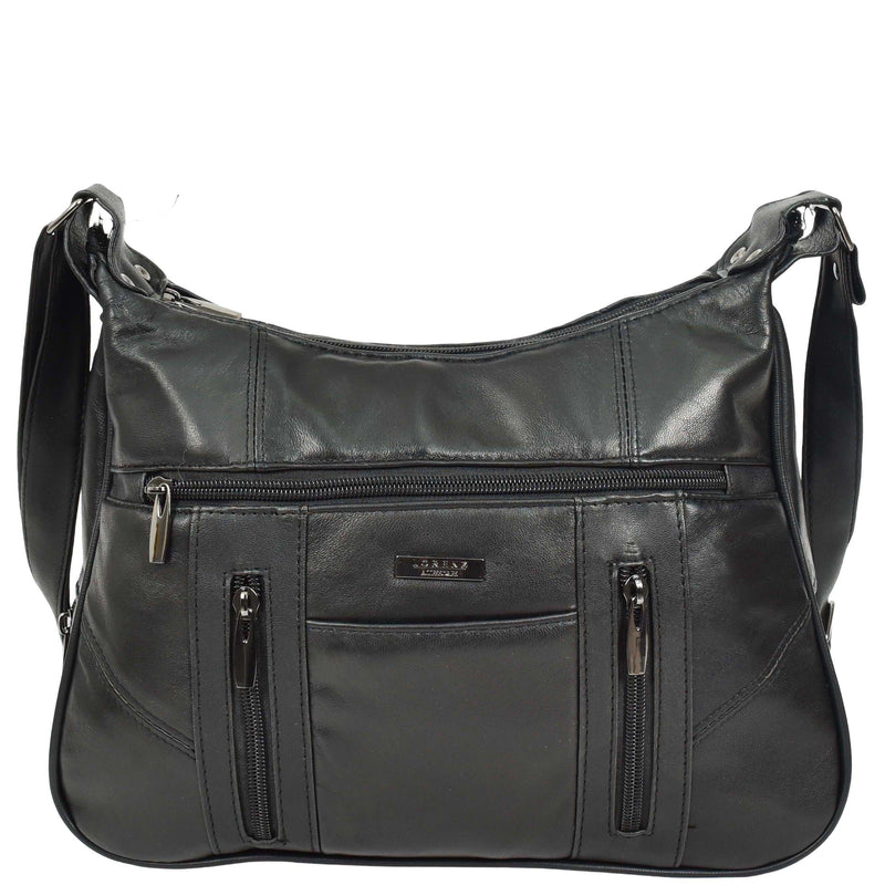 Real Leather Large Size Shoulder Bag Cross Body HOL0991 Black 4