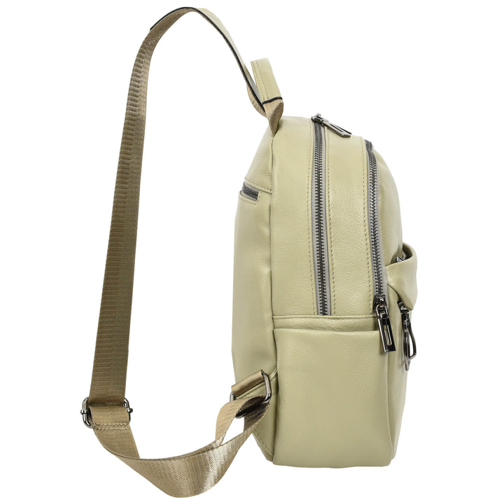 Women’s Organiser Rucksack Soft Leather Backpack Casual Daypack Kaia Mint Green 4