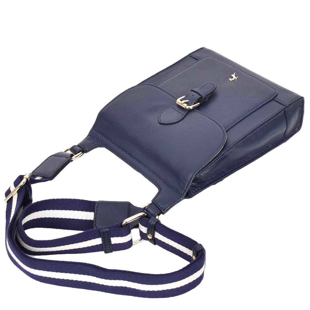 Womens Cross Body Leather Messenger Travel Bag HOL33 Navy 4