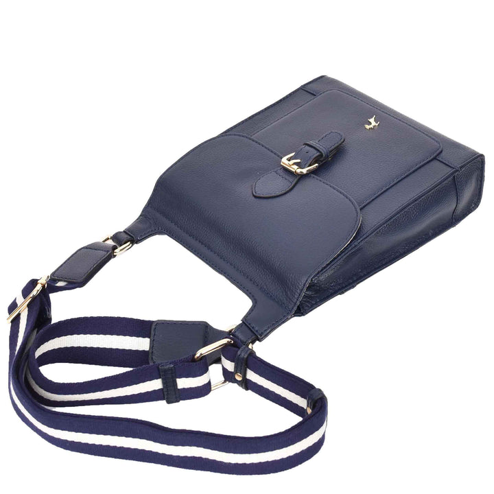 Womens Cross Body Leather Messenger Travel Bag HOL33 Navy 4