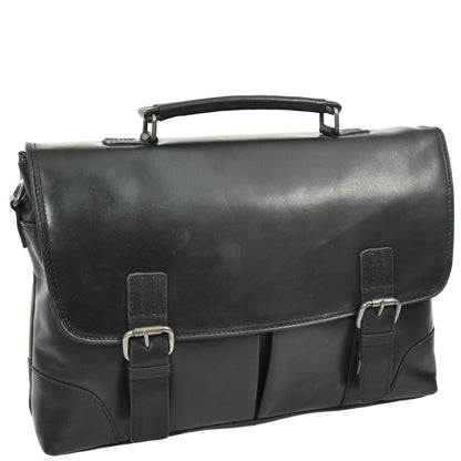 Mens Real Leather Briefcase Cross Body Classic Bag TOM Black 4