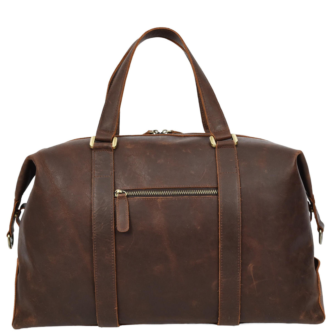 Leather Holdall Weekend Bag Aspen Rust Brown