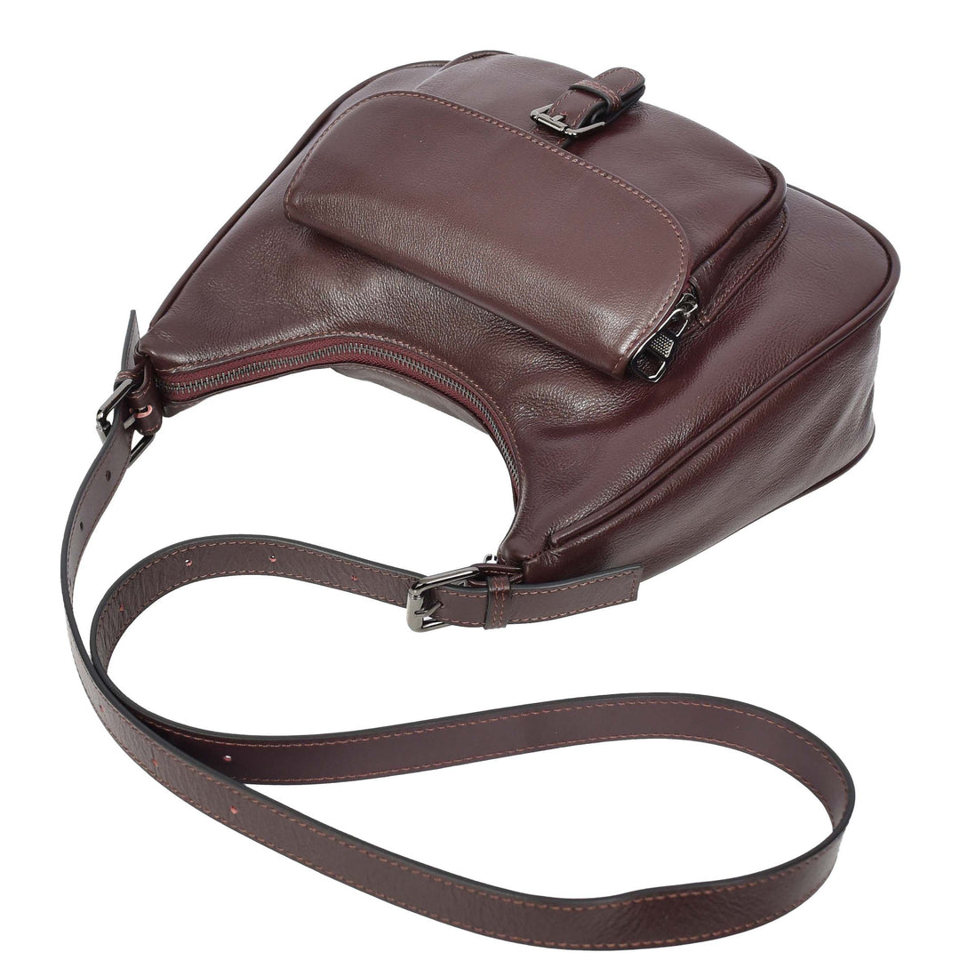 Womens Classic Genuine Leather Shoulder Bag Liora Purple 4