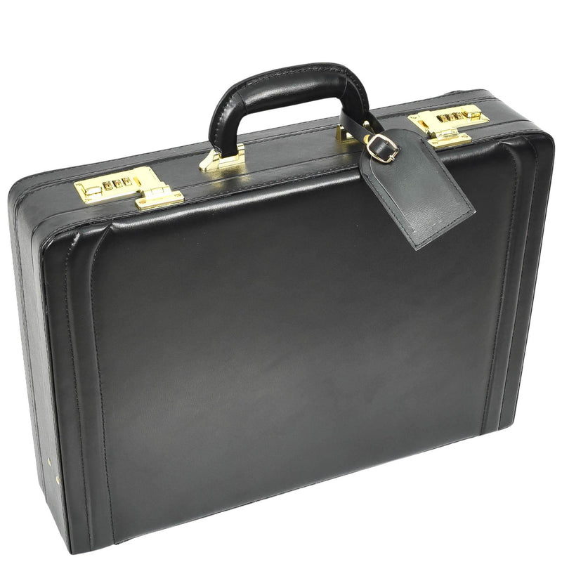 Leather Attache Classic Briefcase Grasmere Black 4