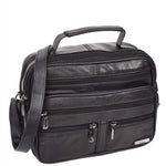 Mens Messenger Cross Body Bag Soft Leather Small Black HOL909 4