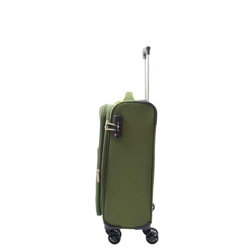 Cabin Size 4 Wheel  Hand Luggage Lightweight Soft Suitcase HL22 Green 4