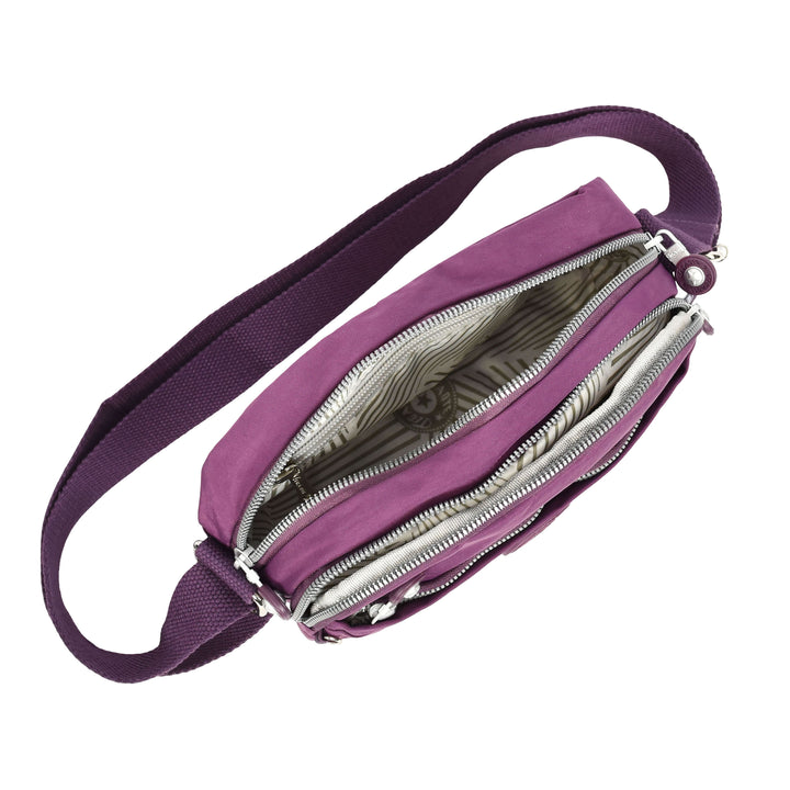 Womens Small Cross Body Bag Travel Organiser Sling Pouch Anya Purple