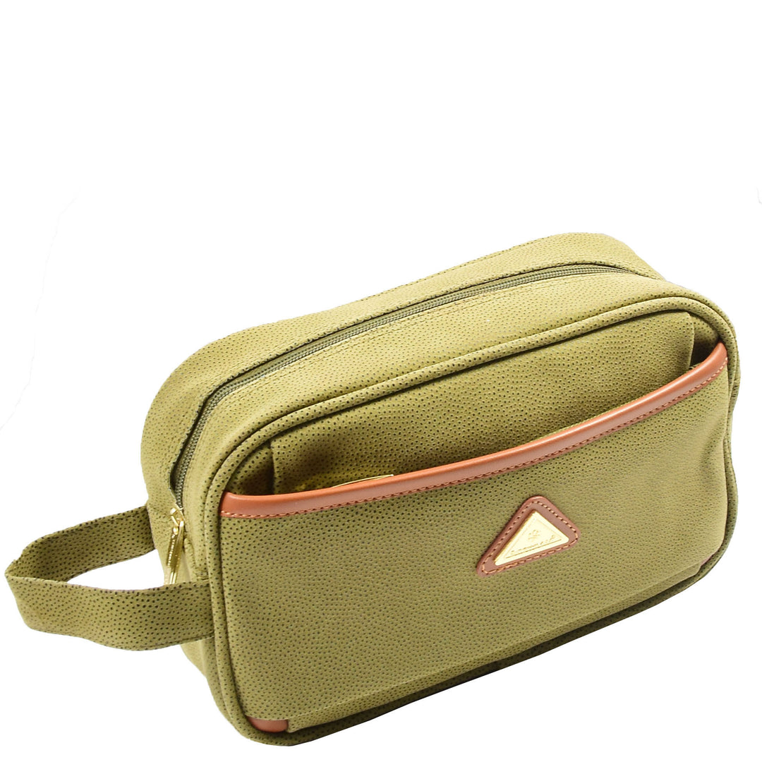 Faux Leather Toiletry Wash Bag Travel Green House of Leather