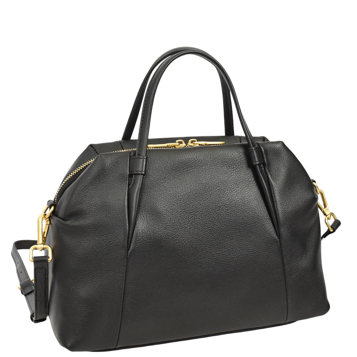 Women's Leather Satchel Handbag Large Tote Katy Black 3