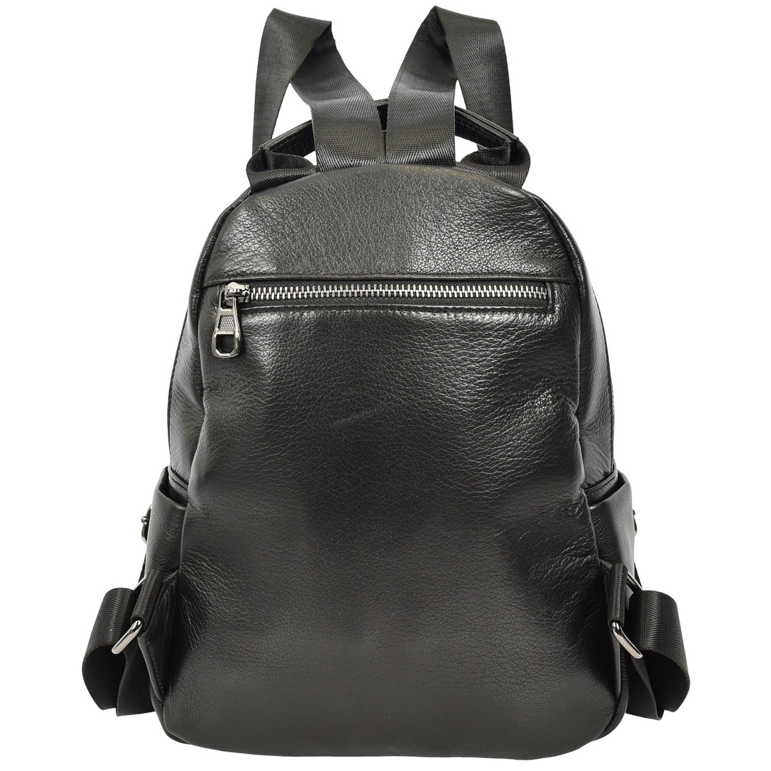 Women’s Organiser Rucksack Soft Leather Backpack Casual Daypack Kaia Black 3