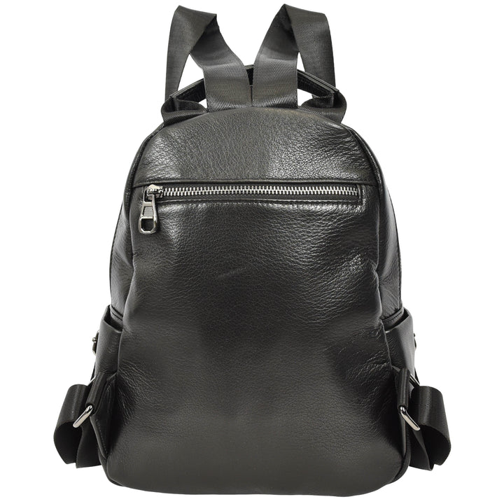 Women’s Organiser Rucksack Soft Leather Backpack Casual Daypack Kaia Black 3