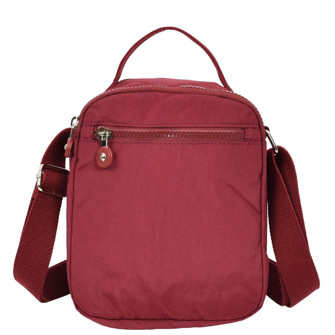 Men's Cross Body Bag Multiple Zip Compartments Lightweight Messenger Bag Shaun Burgundy