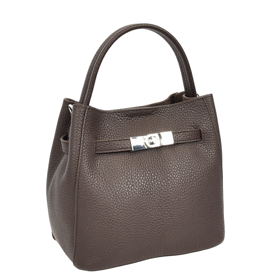 Women’s Small Handbag with Detachable Strap & Removable Zip Pouch Stacey Coffee 8