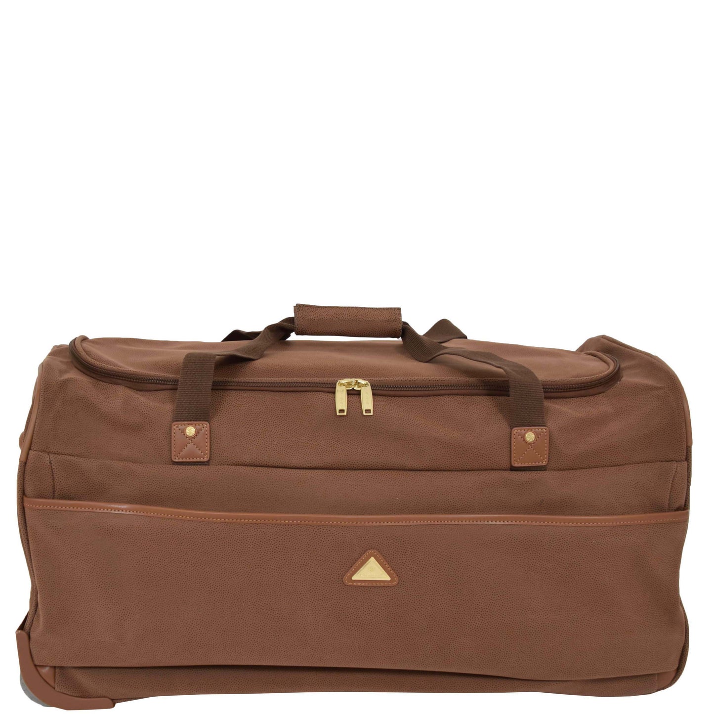 Faux Leather Large Size Wheeled Holdall H070 Tan 4