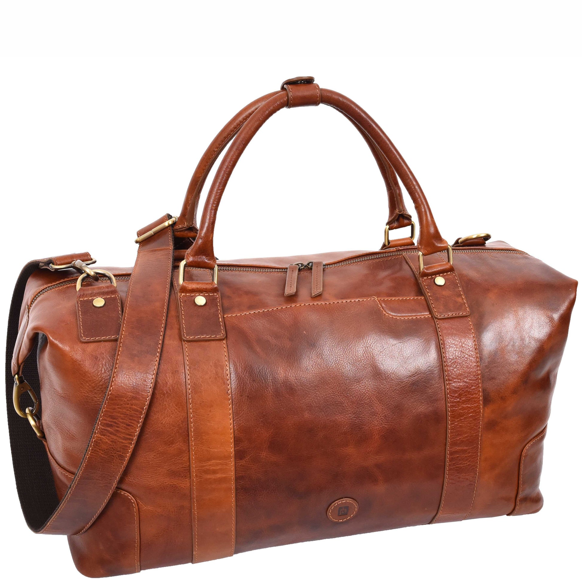 Overnight Weekend Leather Duffle Bag Travel Holdall HOL5002 Cognac 4