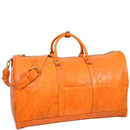 Travel Duffle Bag Genuine Vegetable Leather Large Holdall HOL712 Tan 4