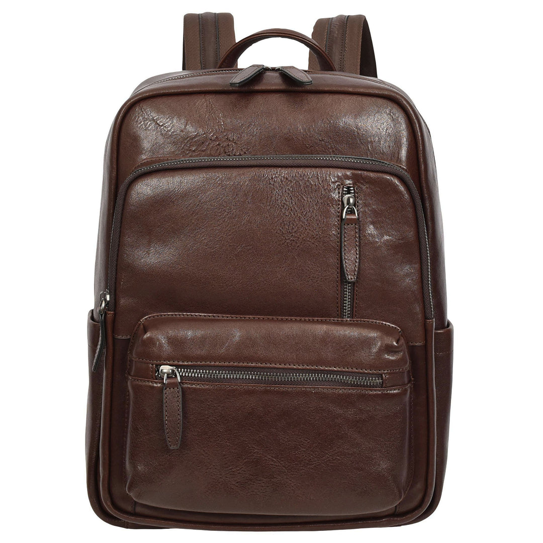 Real Leather Laptop Backpack Daypack Rucksack for Work & Travel Ridge Brown