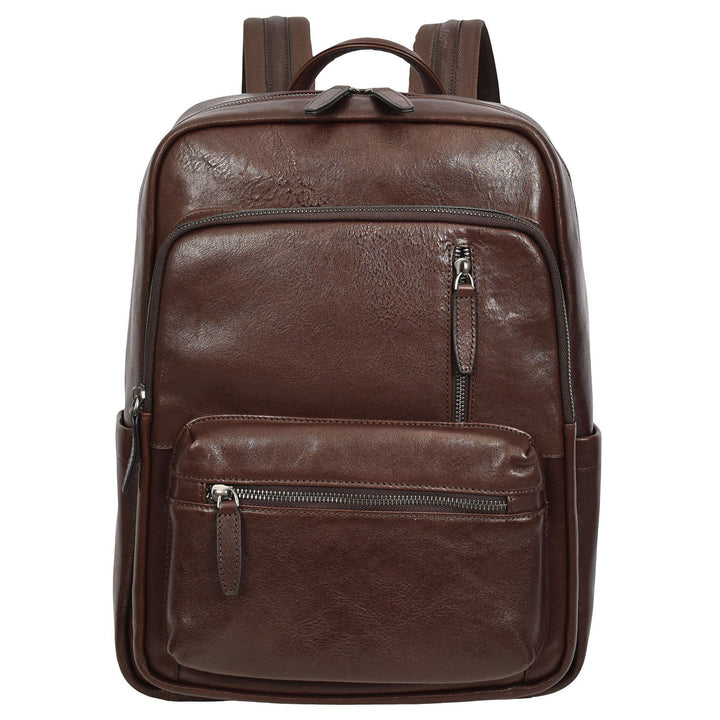 Real Leather Laptop Backpack Daypack Rucksack for Work & Travel Ridge Brown