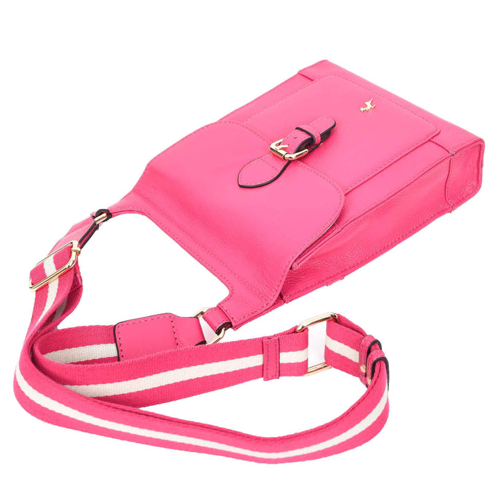 Womens Cross Body Leather Messenger Travel Bag HOL33 Pink 4