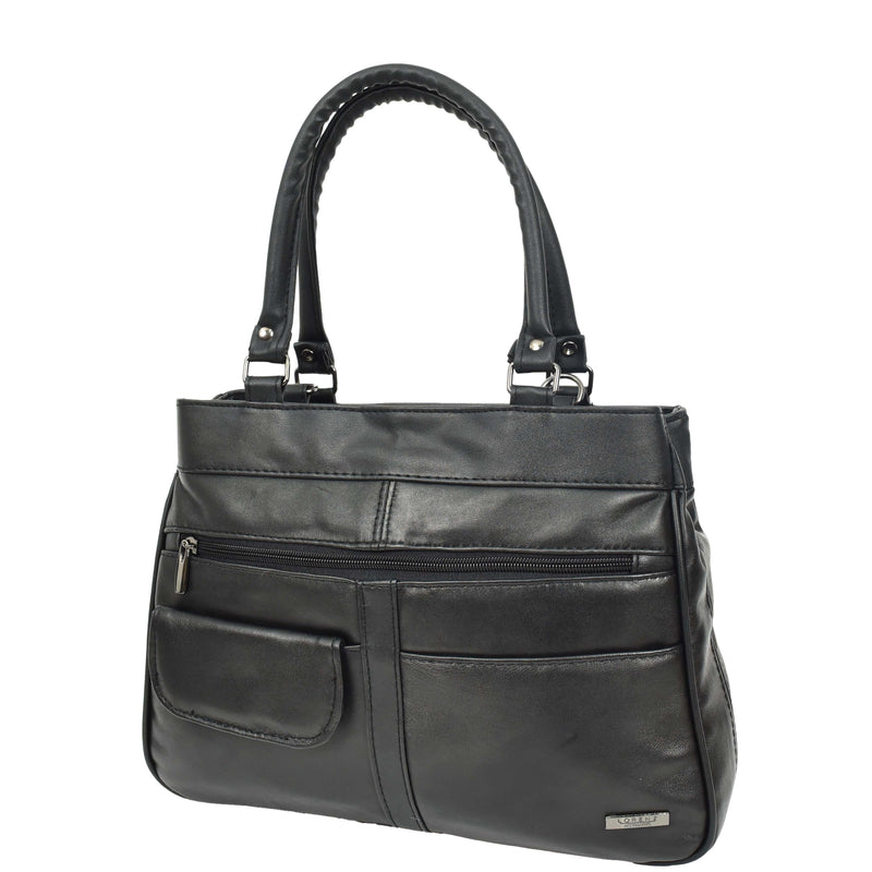 Womens Real Leather Shoulder Bag Large Size HOL3591 Black 4