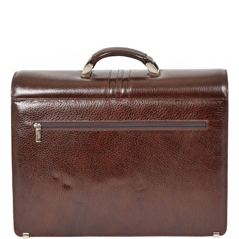 Mens Real Leather Briefcase Classic Bag Organiser CARTER Brown 5