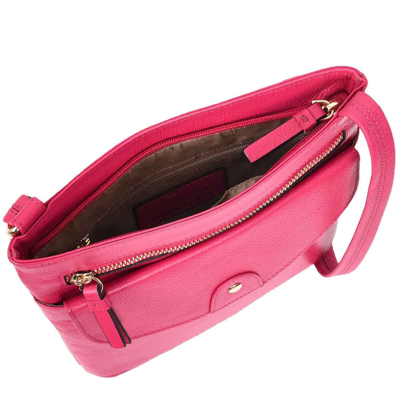 Womens Cross Body Sling Bag Leather Messenger HOL5 Pink 4