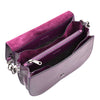 Womens Large Satchel Cross Body Leather Bag Zip Strap ALICIA Purple 4