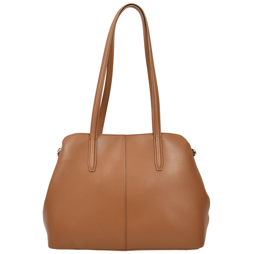 Womens Leather Tote Bag Elegant Shoulder Handbag Ilara Tan 3