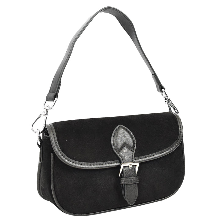 Women’s Real Suede Crossbody Bag Small Handbag Elodie Black 9