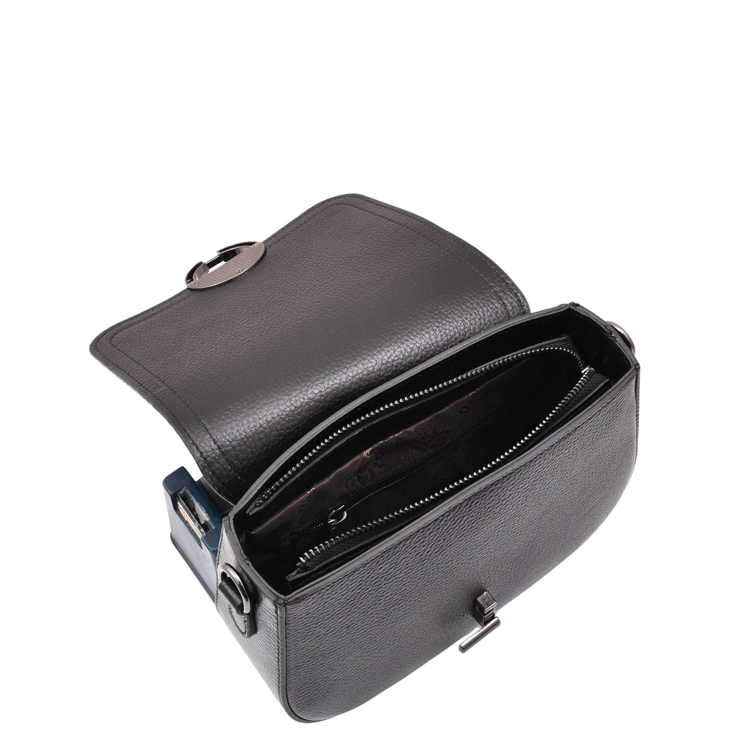 Real Leather Small Size Cross Body Bag for Women Zora Black 4