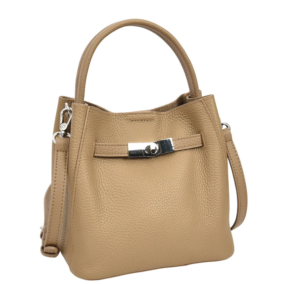 Women’s Small Handbag with Detachable Strap & Removable Zip Pouch Stacey Tan 9