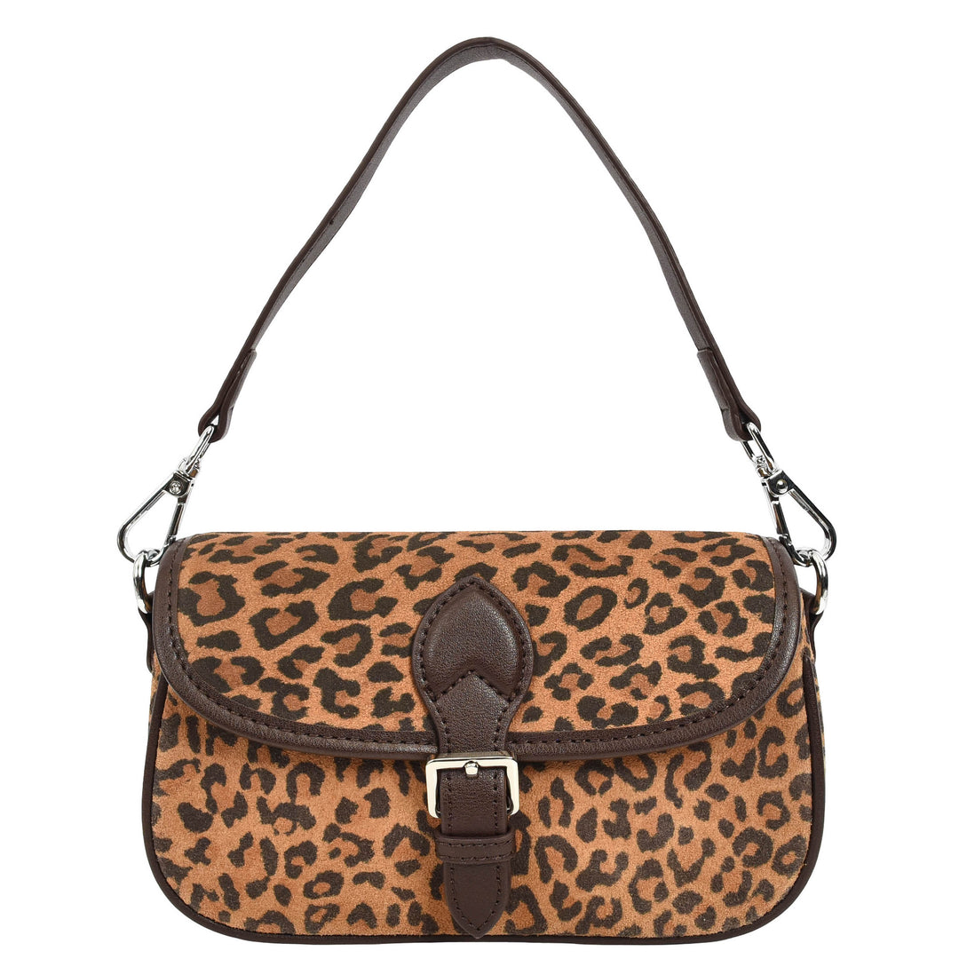 Women’s Real Suede Crossbody Bag Small Handbag Elodie Leopard Print 9
