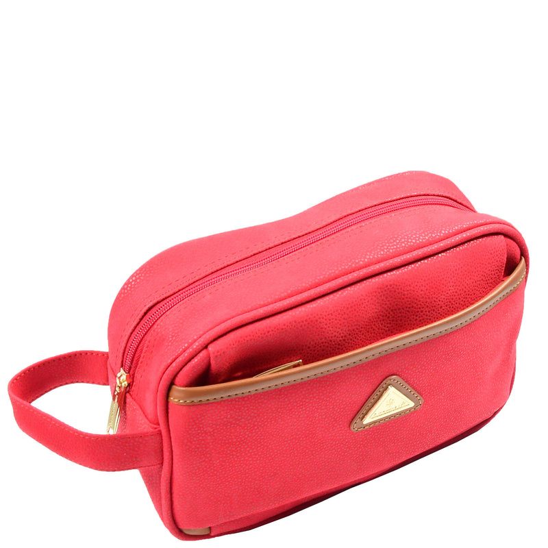 Faux Leather Toiletry Wash Bag Travel HOL8202 Red 4