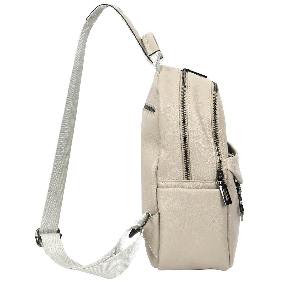 Women’s Organiser Rucksack Soft Leather Backpack Casual Daypack Kaia White 4