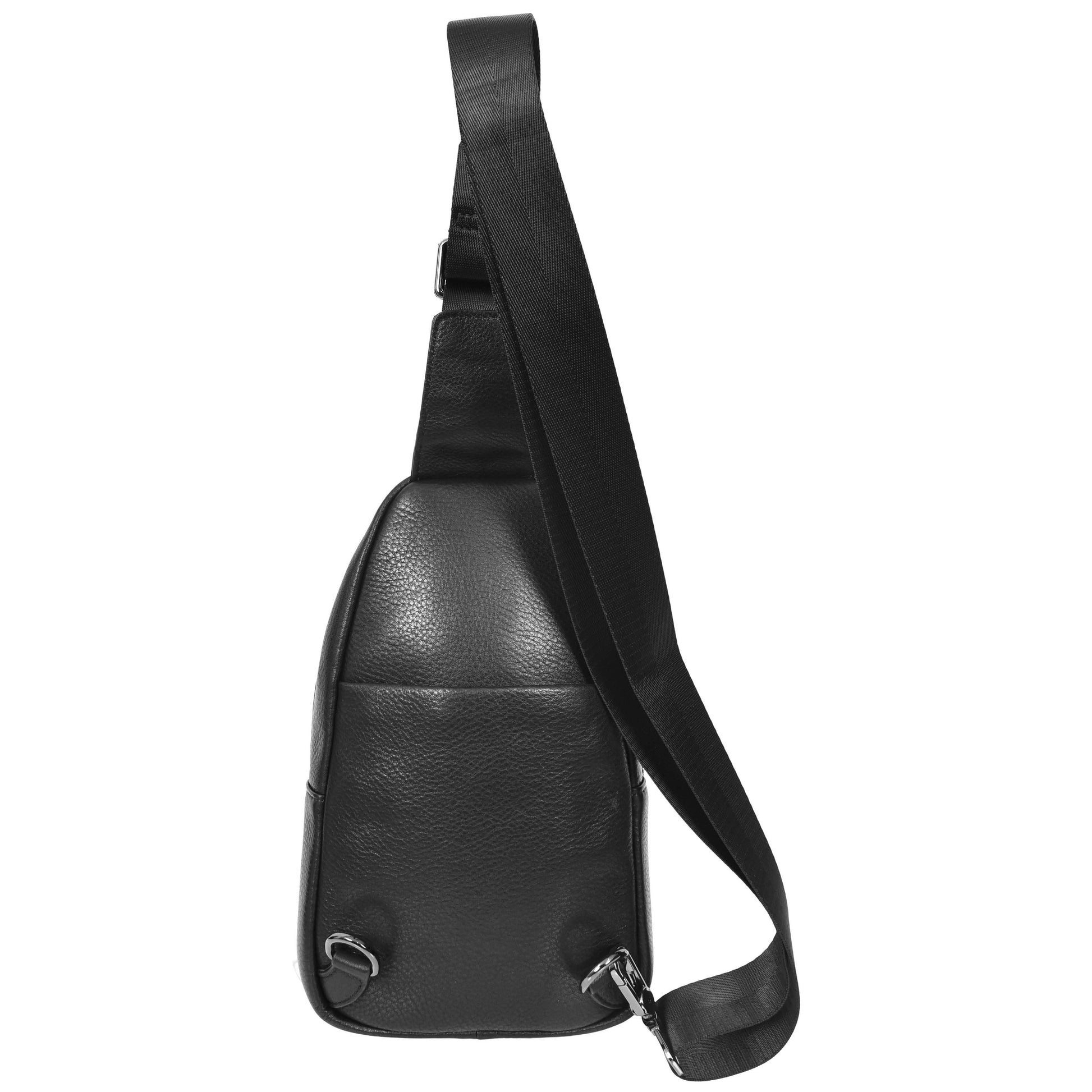 Real Leather Cross Body Chest Bag Phoenix Black 1