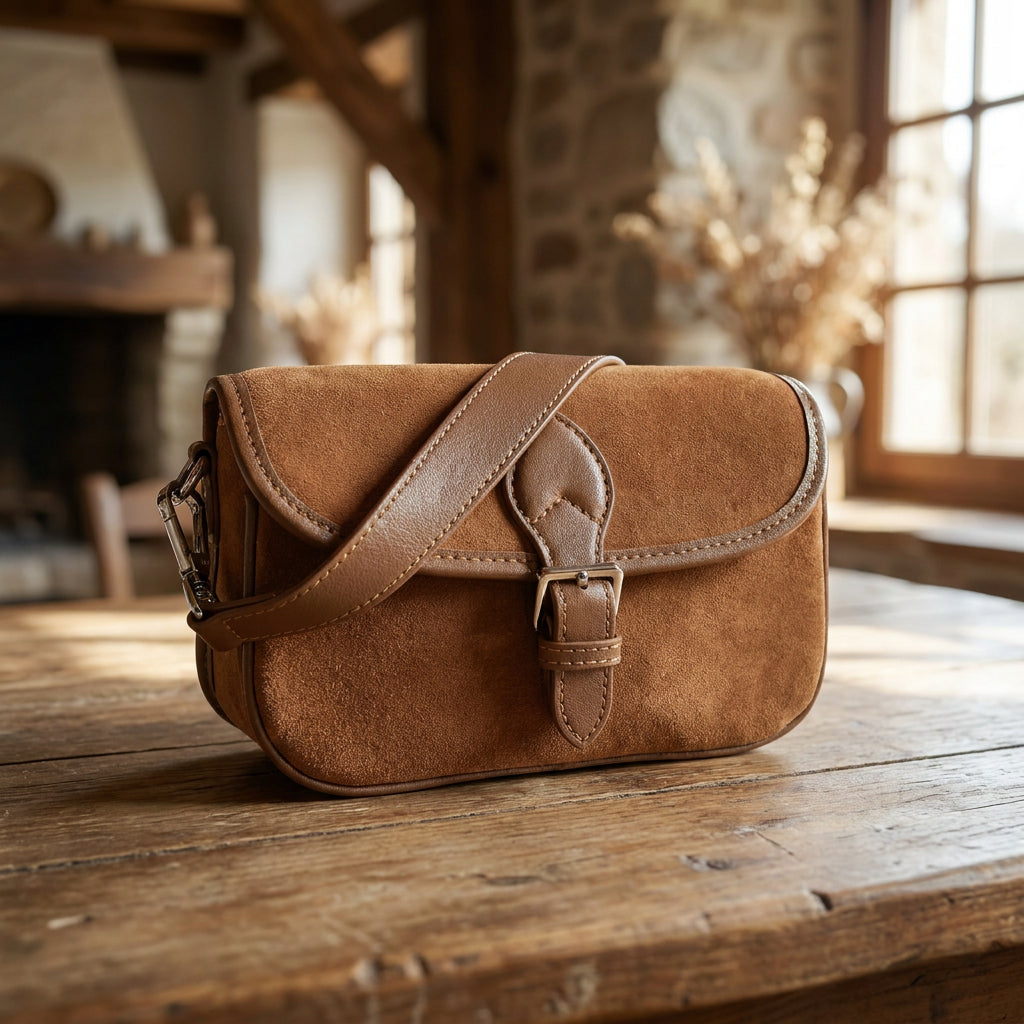 Women’s Real Suede Crossbody Bag Small Handbag Elodie Tan