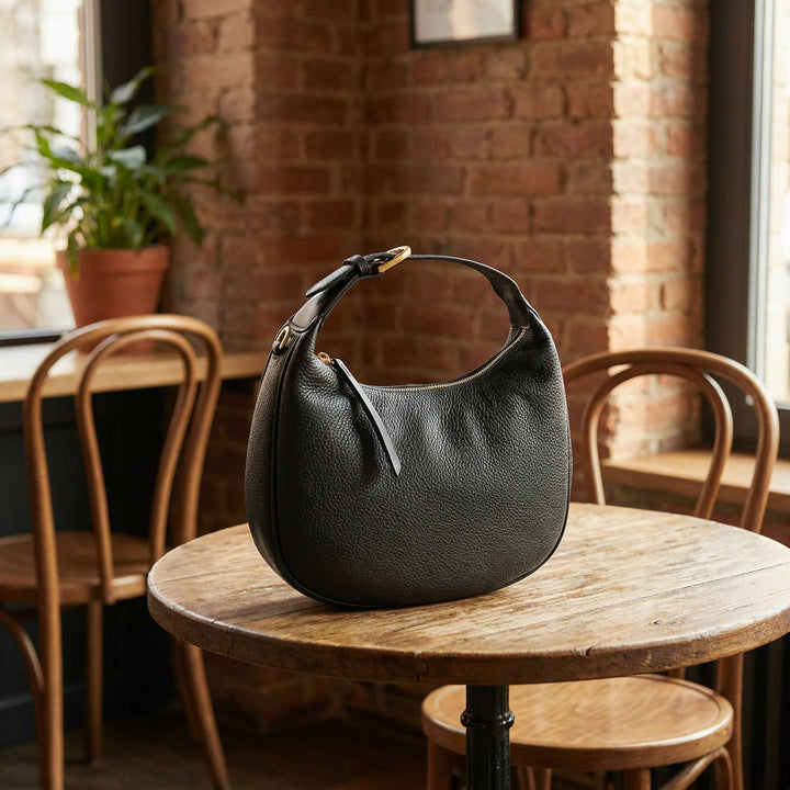 Women's Oval Shoulder Bag Leather Hobo Purse Dakota Black 9