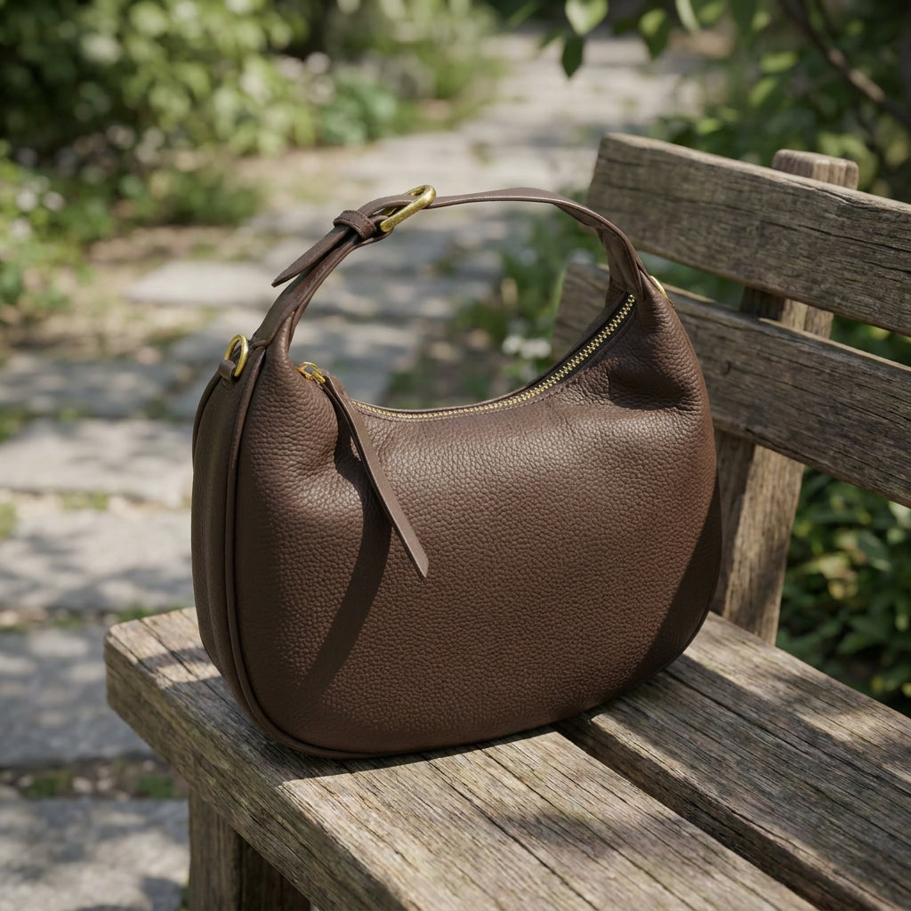 Women's Oval Shoulder Bag Leather Hobo Purse Dakota Coffee 8