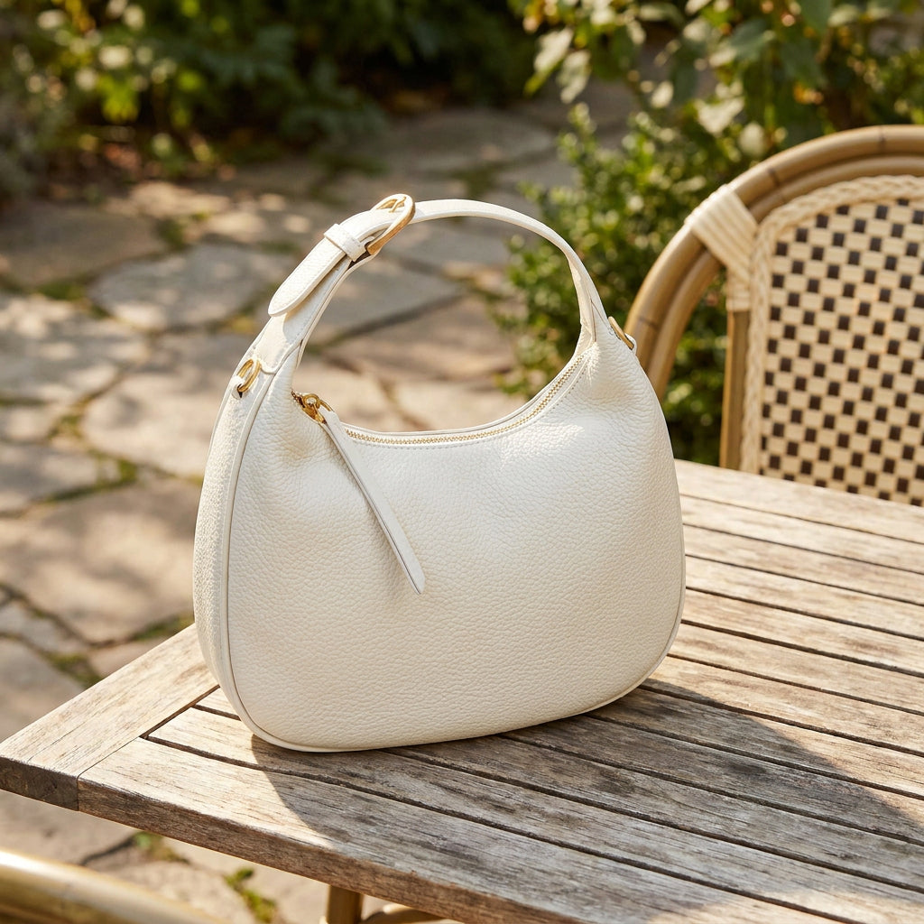 Women's Oval Shoulder Bag Leather Hobo Purse Dakota White 9