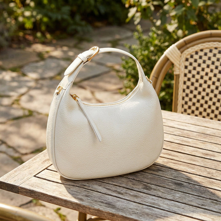 Women's Oval Shoulder Bag Leather Hobo Purse Dakota White 9