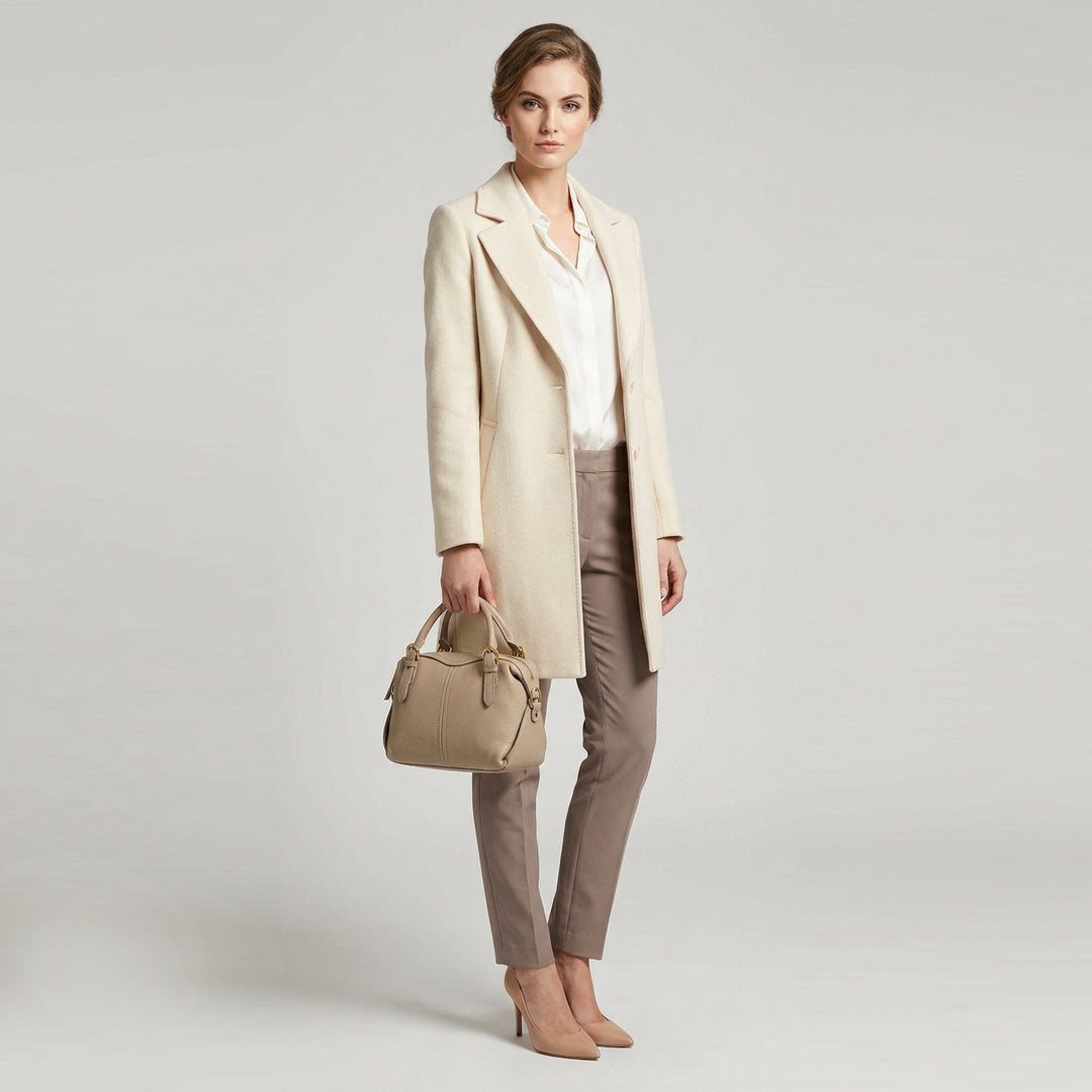 Women's Leather Satchel Handbag Top Handle Crossbody Purse Freya Taupe 10