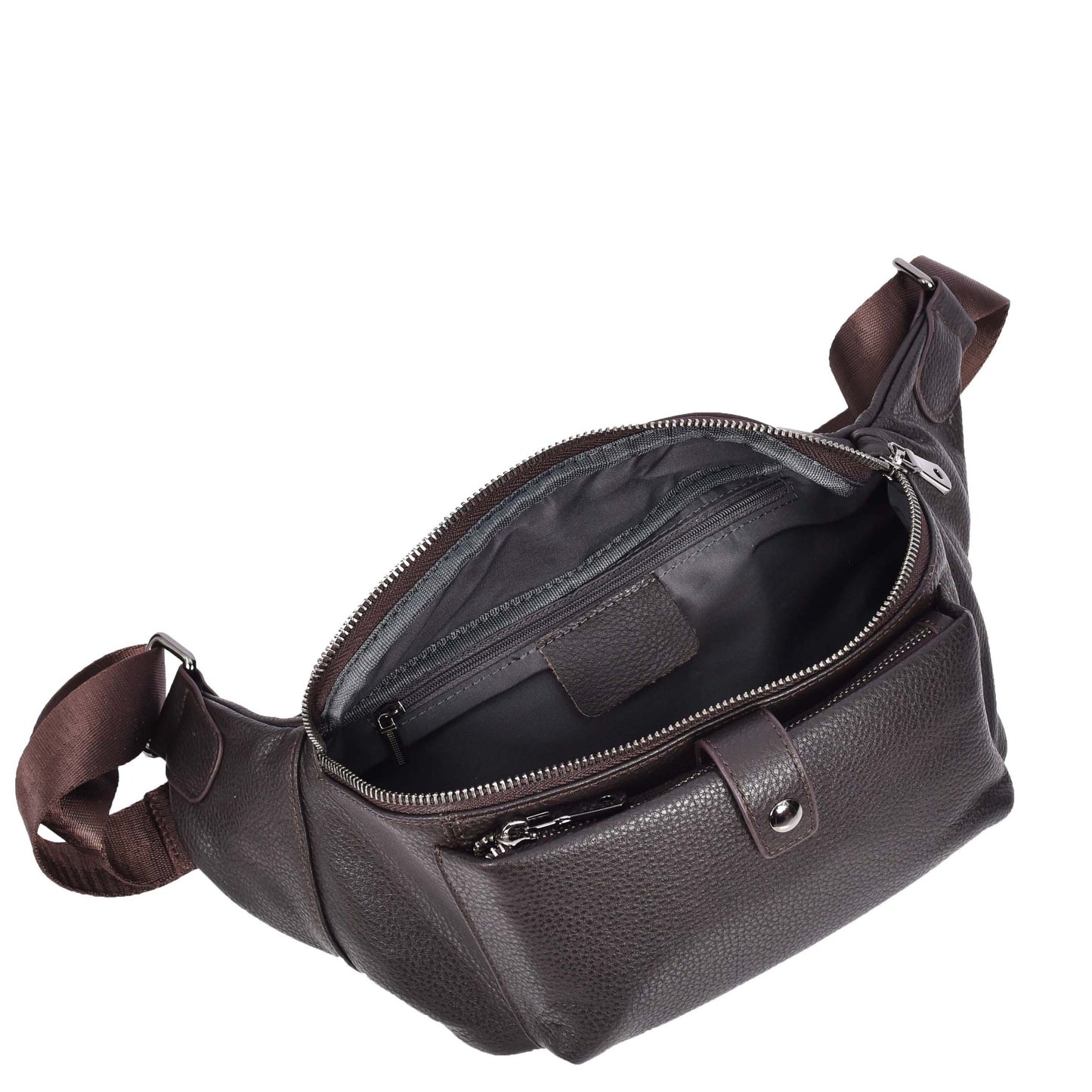 Real Leather Bum Bag Milan Brown-6