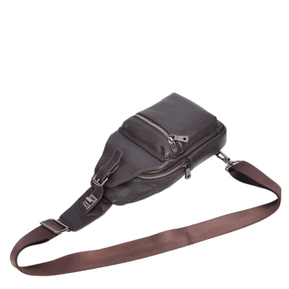 Real Leather Cross Body Chest Bag Phoenix Brown-6