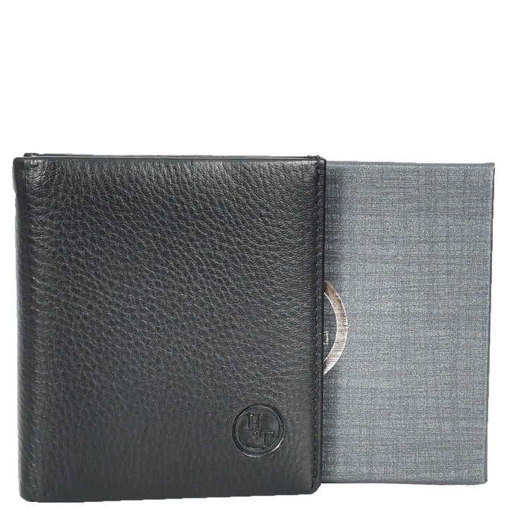 Premium Leather Mens Slim Bifold Credit Card Holder Coins ID Banknotes Wallet Calvi Black-7