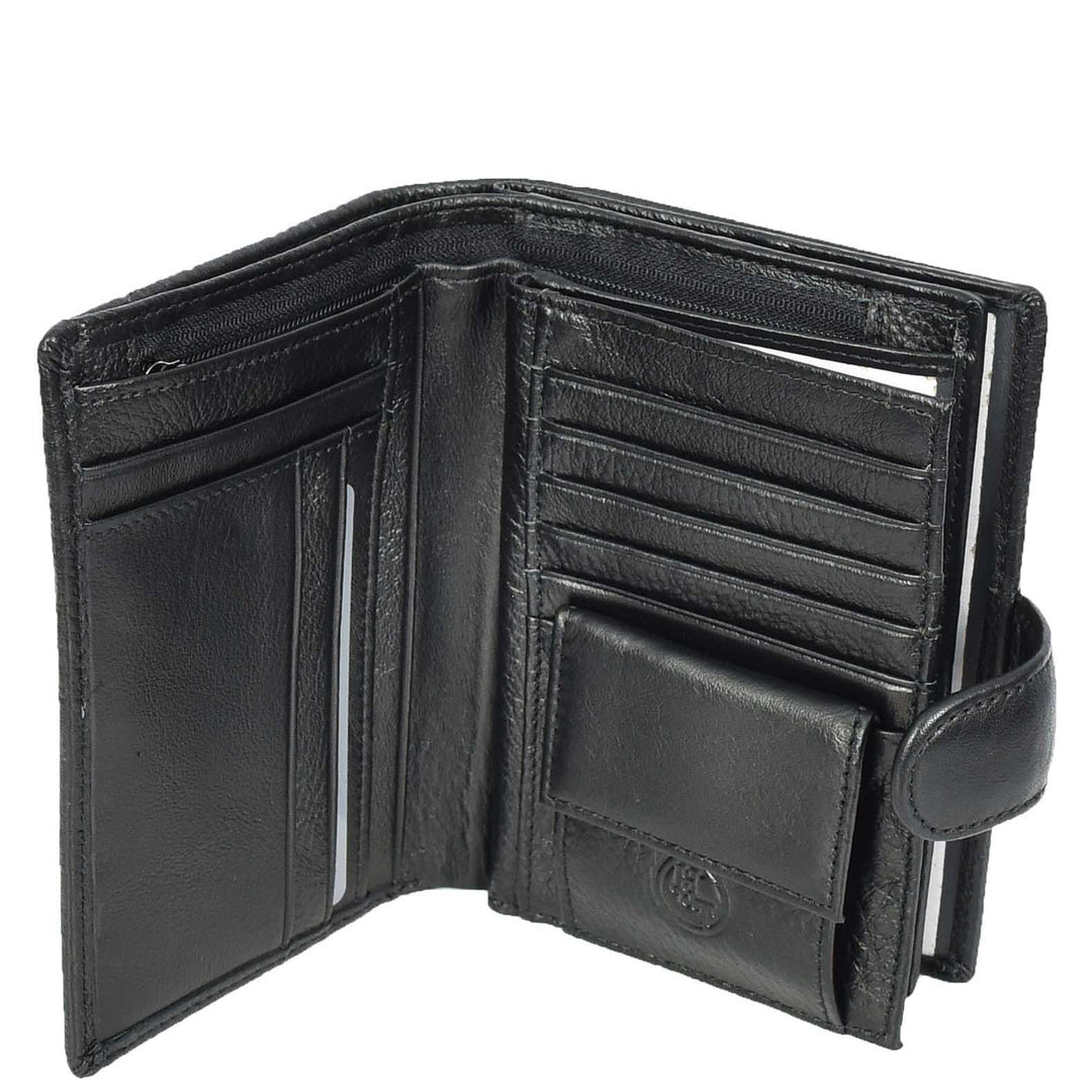 Real Leather Large Passport Holder Documents Boarding Pass ID Banknotes Wallet Neiva Black-5