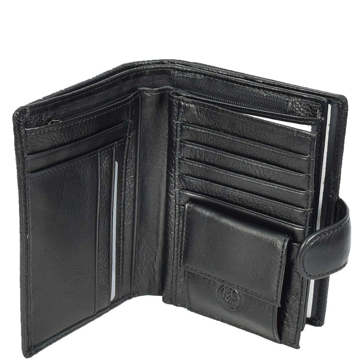 Real Leather Large Passport Holder Documents Boarding Pass ID Banknotes Wallet Neiva Black-5