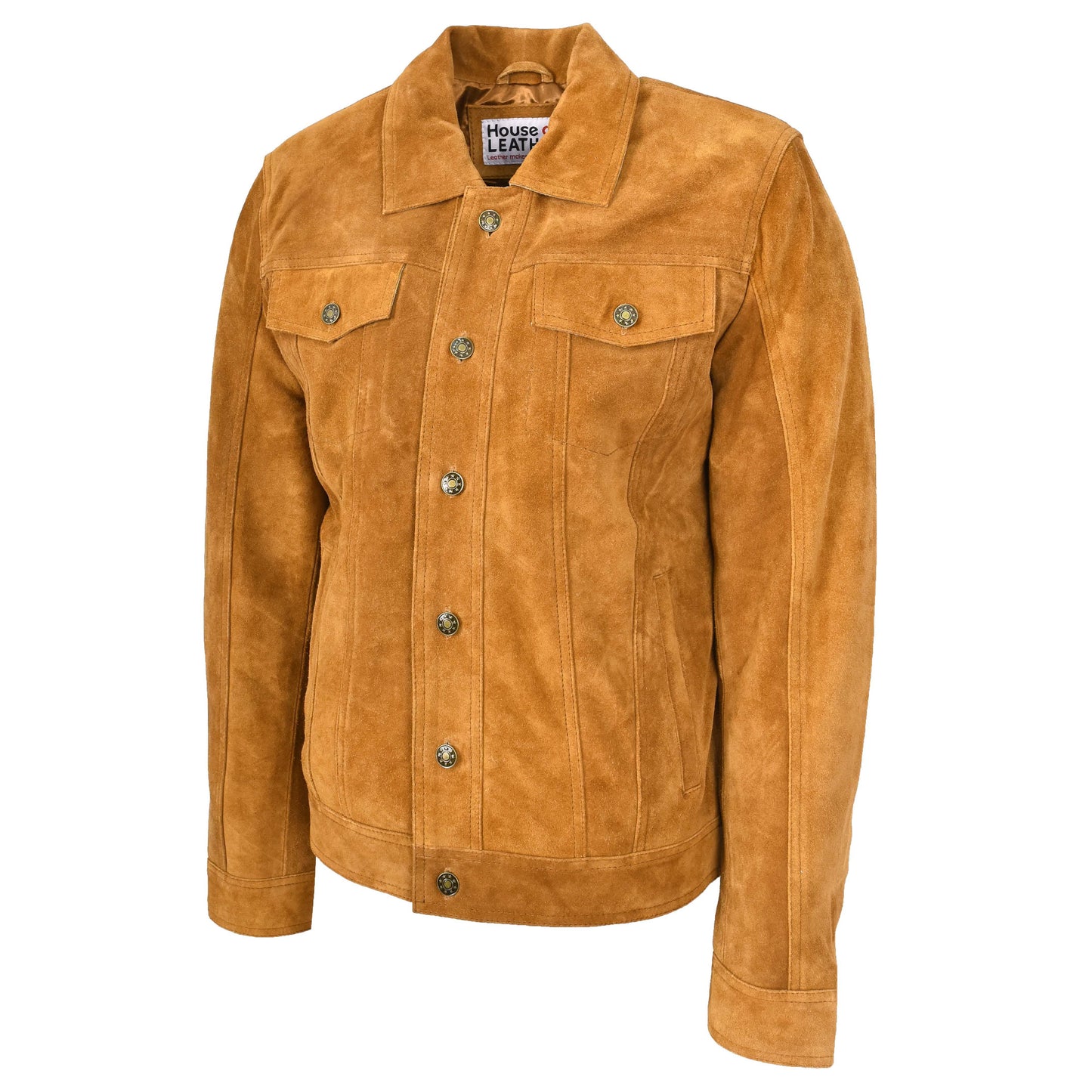 Mens Real Suede Trucker Jacket Lee Rider Style Timmy Tan-6