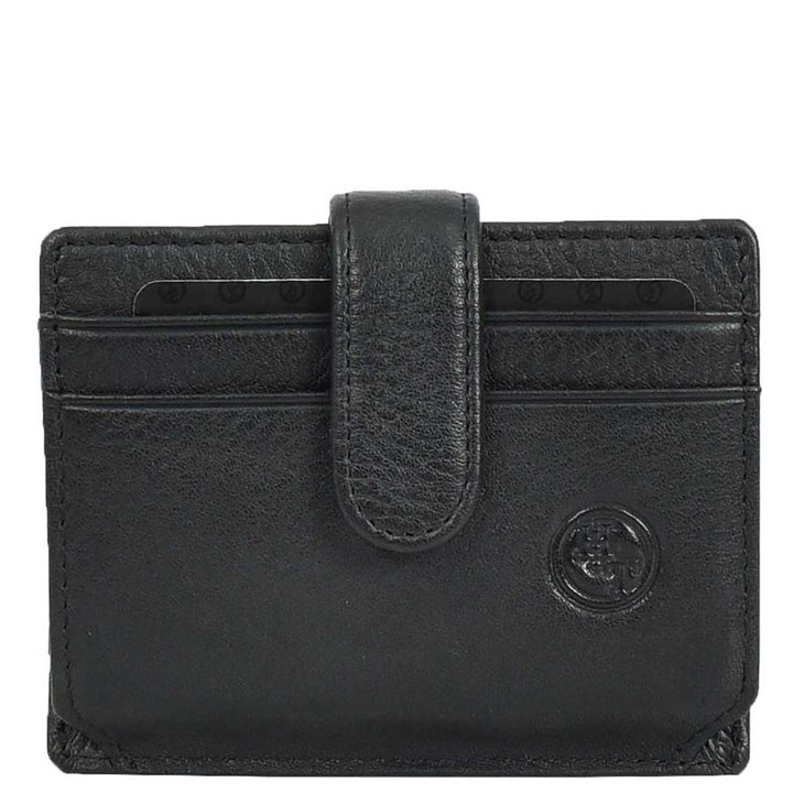 Genuine Leather Credit Card Holder Accordion Card Case Style Wallet Arosa Black-2