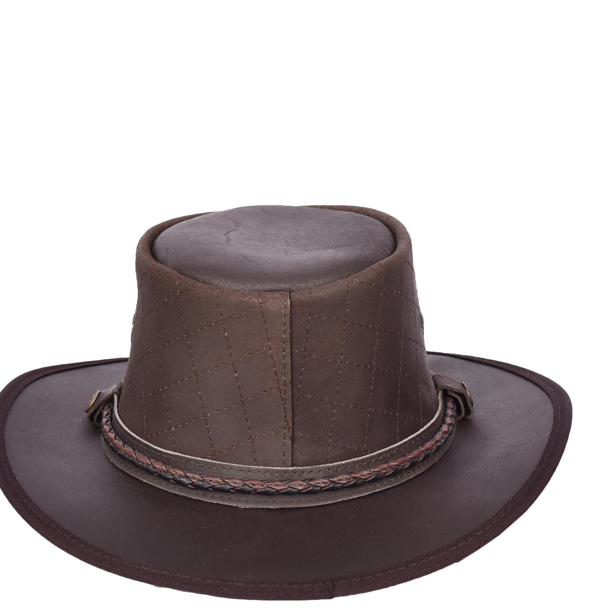 Real Leather Australian Bush Hat Outback Traveller Cowboy Style HL3341 Brown-6