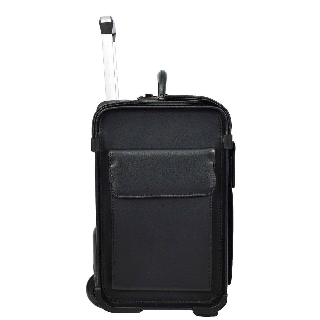 Pilot Case 2 Wheeled Faux Leather Lightweight Business Cabin Travel Bag Toulon Black